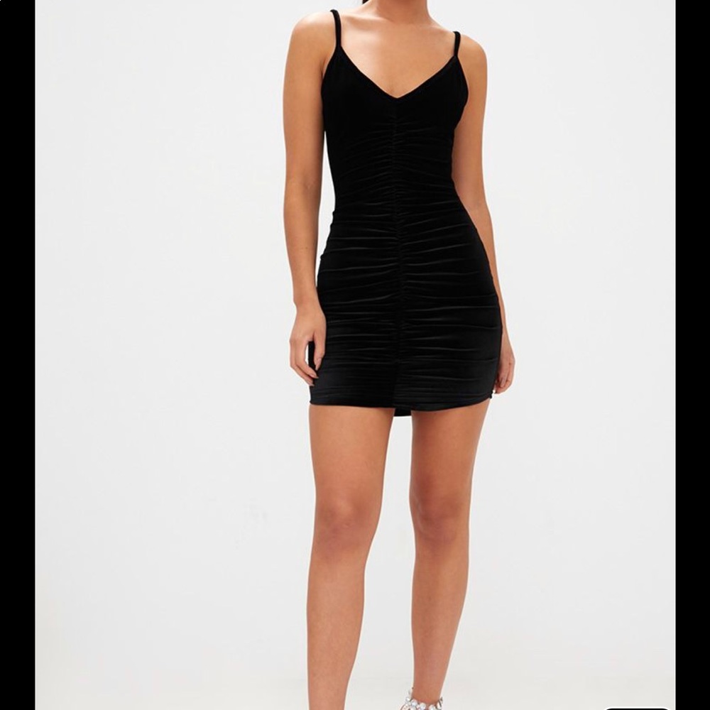 Black velvet bodycon dress